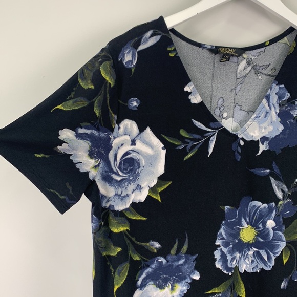 Christian Siriano Floral Knee Length Short Sleeve Summer Dress w Pleated Back - Picture 4 of 9